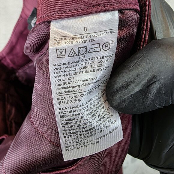 Banana Republic Pants Womens Size 8 Burgundy Pleated Satin Wide Leg Trousers - Picture 10 of 11